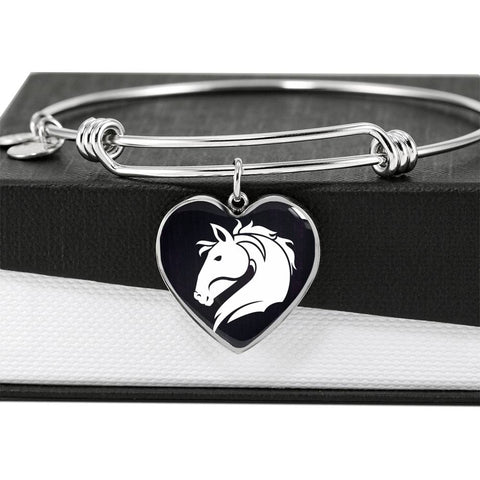 Friesian Horse Vector Art Print Heart Pendant Bangle