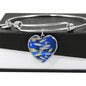 Zebrafish Fish Print Luxury Heart Charm Bangle