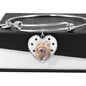 Cute Pomeranian Print Luxury Heart Charm Bangle