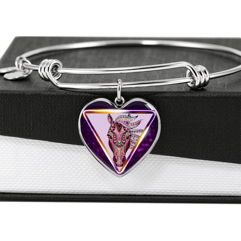 Horse Designer Art Print Heart Pendant Bangle