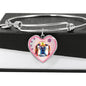 Basset Hound Dog Art Print Heart Pendant Bangle