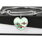 Neon Tetra Fish Print Heart Pendant Luxury Bangle
