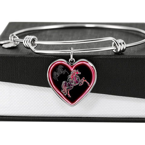 Horse Pink Art Print Heart Pendant Bangle