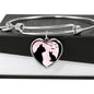 Cat Vector Art Print Heart Pendant Bangle