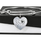 Pug Paws Print Heart Pendant Luxury Bangle