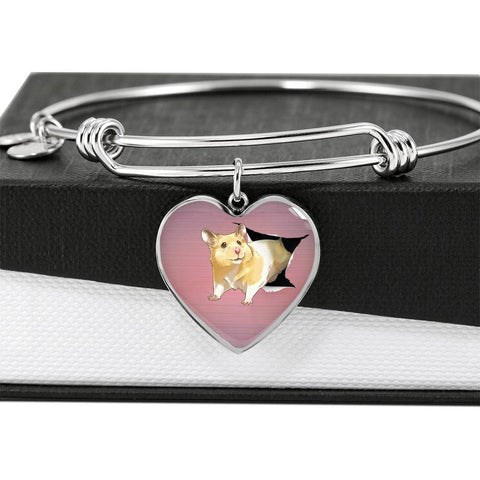 Lovely Hamster Print Heart Pendant Bangle