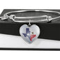 Pug Dog Texas Print Heart Pendant Luxury Bangle