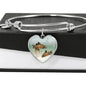 Corydoras Paleatus Fish Print Heart Pendant Bangle
