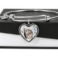 Charming Cat Art Print Heart Pendant Bangle