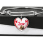 Yorkshire Terrier(Yorkie) Love Print Heart Pendant Luxury Bangle