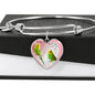 Budgerigar Parrot Print Heart Pendant Bangle