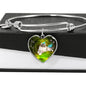 Birman Cat Print Heart Pendant Bangle