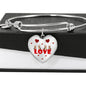 Yorkie Love Print Heart Pendant Luxury Bangle