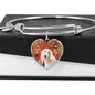 Afghan Hound Print Luxury Heart Charm Bangle