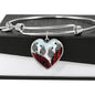 African Grey Parrot Print Heart Pendant Bangle
