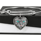 Blue Eyes Cat Print Heart Pendant Bangle