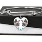 Tonkinese Cat Print Heart Pendant Luxury Bangle