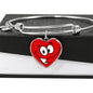 Smiley Face Print Heart Pendant Luxury Bangle