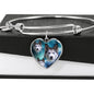 Siberian Husky Print Luxury Heart Charm Bangle