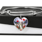 Bearded Collie Print Luxury Heart Charm Bangle