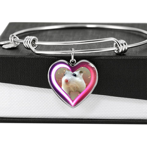 Campbell Dwarf Hamster Art Print Heart Pendant Bangle