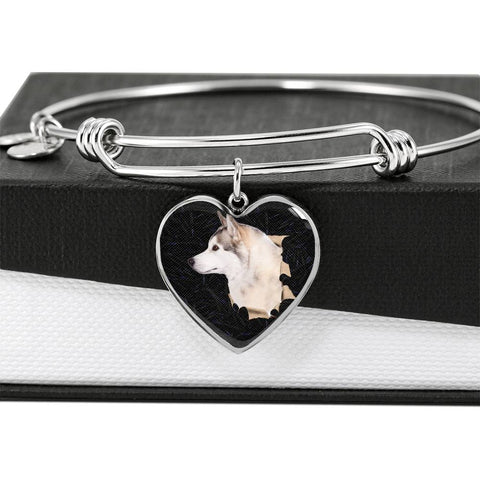 Siberian Husky Dog 3D Print Heart Pendant Bangle