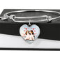 Cute Beagle Print Luxury Heart Charm Bangle