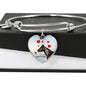 Thoroughbred Horse Print Luxury Heart Charm Bangle