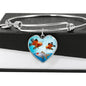Oranda Fish Print Heart Pendant Luxury Bangle