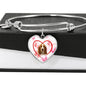 Basset Hound Print Heart Pendant Silver Bangle