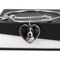 Border Collie Print Luxury Heart Charm Bangle