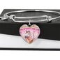 Creamy Unicorn Print Heart Pendant Luxury Bangle