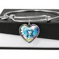 Cat Watercolor Art Print Heart Pendant Bangle
