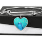 Dolphin Fish Print Luxury Heart Charm Bangle