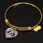 Beagle Print Luxury Heart Charm Bangle