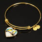 Blue And Yellow Macaw Parrot Art Print Heart Pendant Bangle
