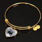 Cute Dog Art Print Heart Pendant Luxury Bangle