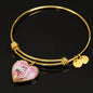 Creamy Unicorn Print Heart Pendant Luxury Bangle