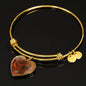 Tibetan Mastiff Print Heart Pendant Luxury Bangle