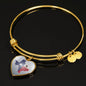 Pug Dog Texas Print Heart Pendant Luxury Bangle