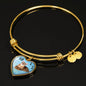 Toyger Cat Print Heart Pendant Bangle