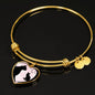 Cat Vector Art Print Heart Pendant Bangle