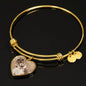 Cute Siberian Husky Print Luxury Heart Charm Bangle