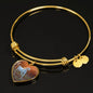Lovely Thoroughbred Horse Print Luxury Heart Charm Bangle