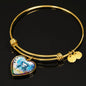 Cat Watercolor Art Print Heart Pendant Bangle