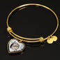 Charming Cat Art Print Heart Pendant Bangle