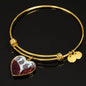 African Grey Parrot Print Heart Pendant Bangle