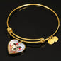 Cute Chinook Print Luxury Heart Charm Bangle