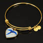 Hyacinth Macaw Parrot Art Print Heart Pendant Bangle