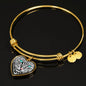 Blue Eyes Cat Print Heart Pendant Bangle